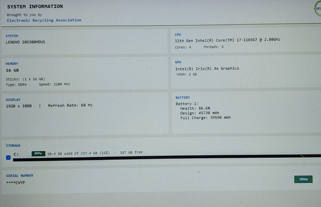Lenovo ThinkPad L15 Gen 2 i7-1165G7 16GB DDR4 256GB NVMe