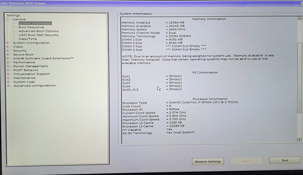 Dell Precision 3630 Tower | Intel Core i7-8700K @3.70GHz, 16GB DDR4, No HDD
