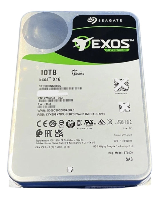 10TB SAS 3.5" 7.2k 12Gb/s Seagate Exos X16 HDD - ST10000NM002G