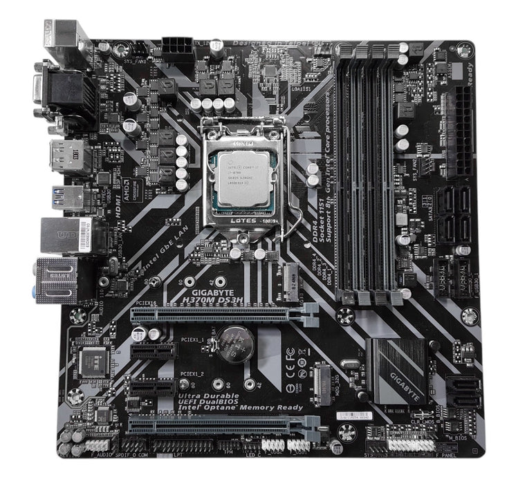 Gigabyte H370M DS3H Motherboard w/ Intel Core i7-8700 3.20GHz CPU & I/O Shield