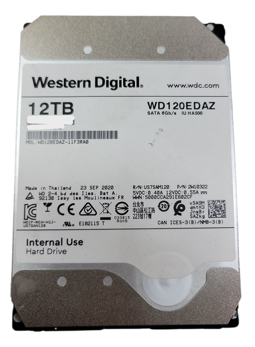Western Digital 12TB 6Gb/s 5400RPM 256MB 3.5" SATA HDD WD120EDAZ