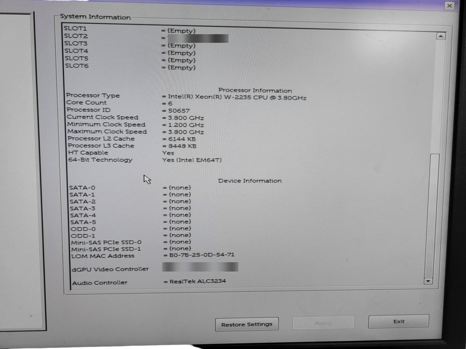Dell Precision 5820 Tower - Xeon W-2235 3.80GHz 32GB RAM No HDD 950W PSU