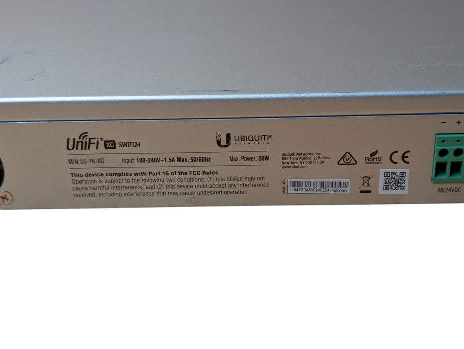 Ubiquiti UniFi US-16-XG 16-Port 10G Managed Aggregation Switch