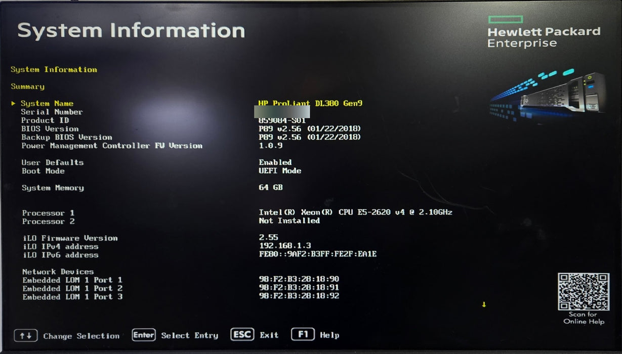 HP ProLiant DL380 Gen9 - Xeon E5-2620 v4 64GB RAM P440ar 2x 800W PSU