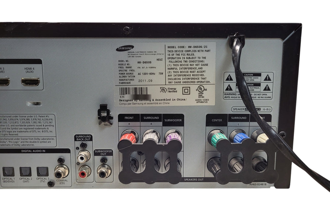 Samsung HW-D650S - 5.1ch AV Receiver 4x HDMI In ARC 3D Sound