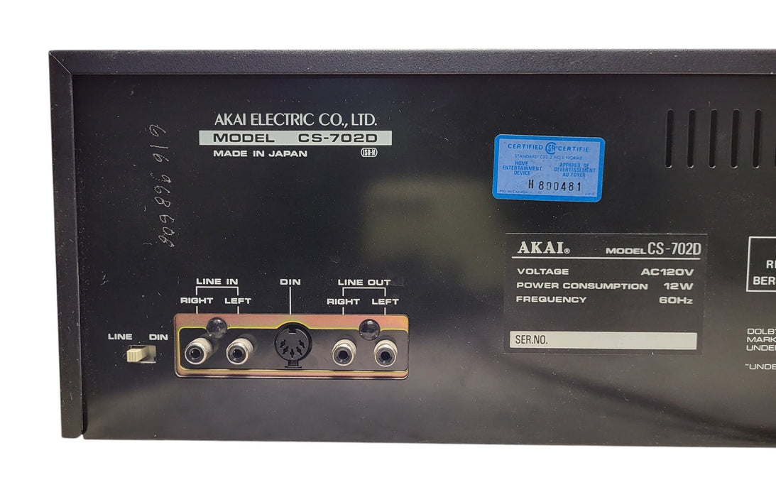 Akai CS-702D - Stereo Cassette Deck Dolby NR
