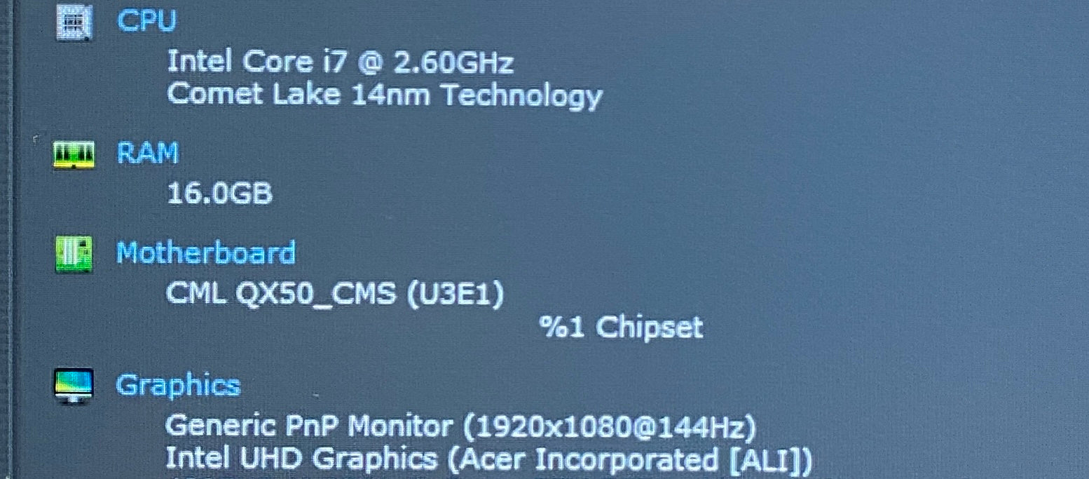Acer Predator PH315-53 i7-10750H RTX2070 8GB GPU 16GB RAM 256GB SSD READ!