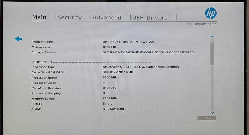 HP EliteDesk 705 G4 DM 35W (TAA), AMD Ryzen 5 Pro 2400GE, 8GB DDR4, 256GB NVMe, WiFi, PWR