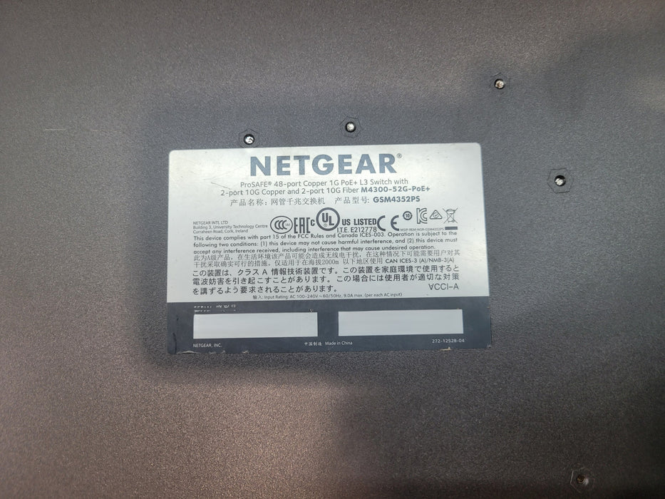 Netgear ProSAFE M4300-52G-PoE+ GSM4352PS 48-Port GbE PoE+ 4-Port 10G Switch