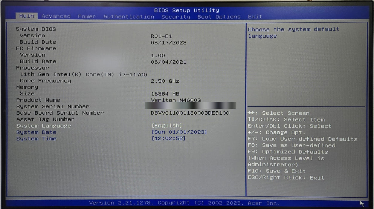 Acer Veriton M4680G - Core i7-11700 16GB DDR4 512GB SSD
