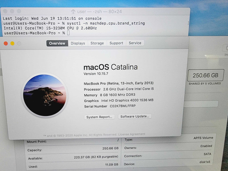 Apple Macbook Pro Retina 2013 13\\" 2-Core i5-3230M @ 2.6GHz 8GB DDR3 250GB SSD (