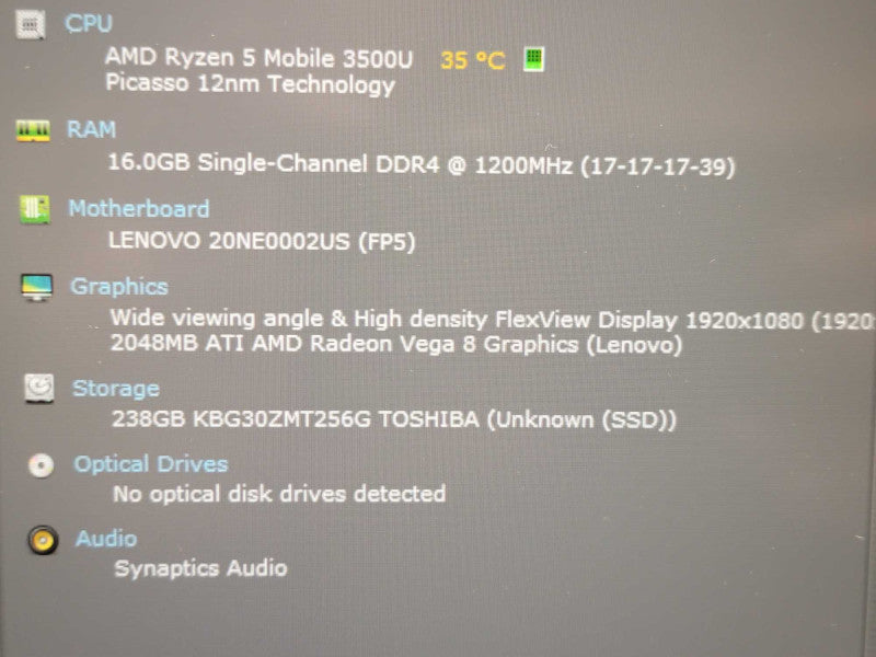 Lenovo ThinkPad E495| Ryzen 5 Mobile 3500U| 16GB DDR4| 256GB SSD READ  Î² BudLap