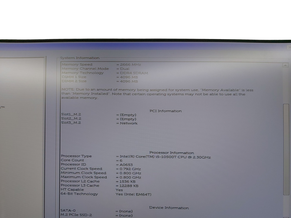 Dell OptiPlex 7080 USFF, i5 10th gen, 8GB DDR4, No HDD/OS