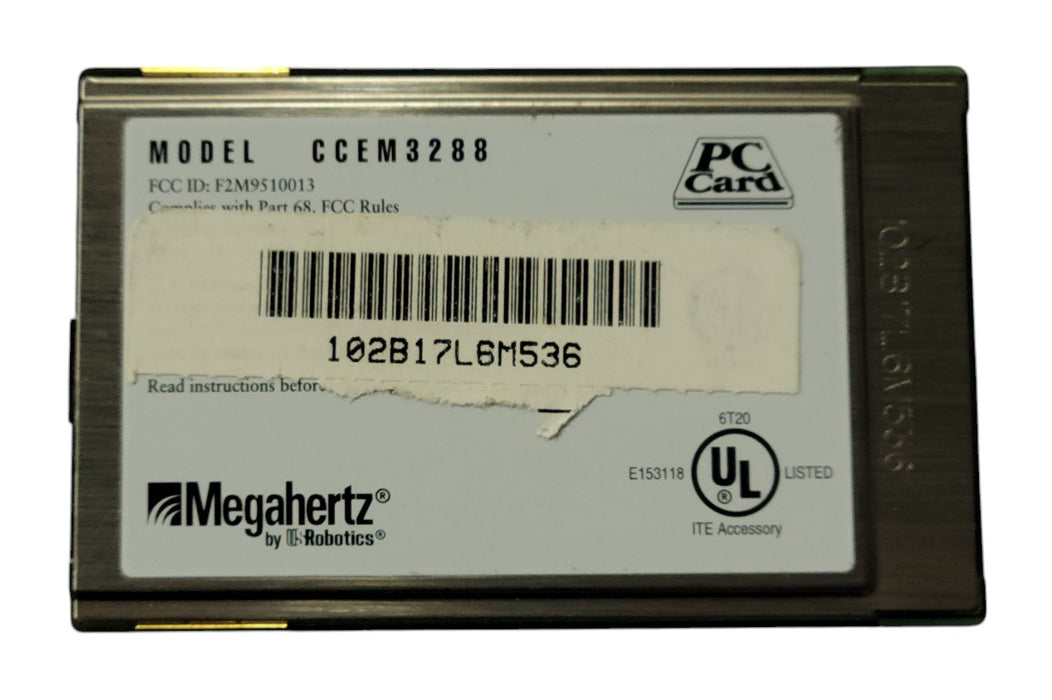 Megahertz CCEM3288 PC Card Ethernet Modem 10Mbps LAN 28.8/14.4kbps Fax