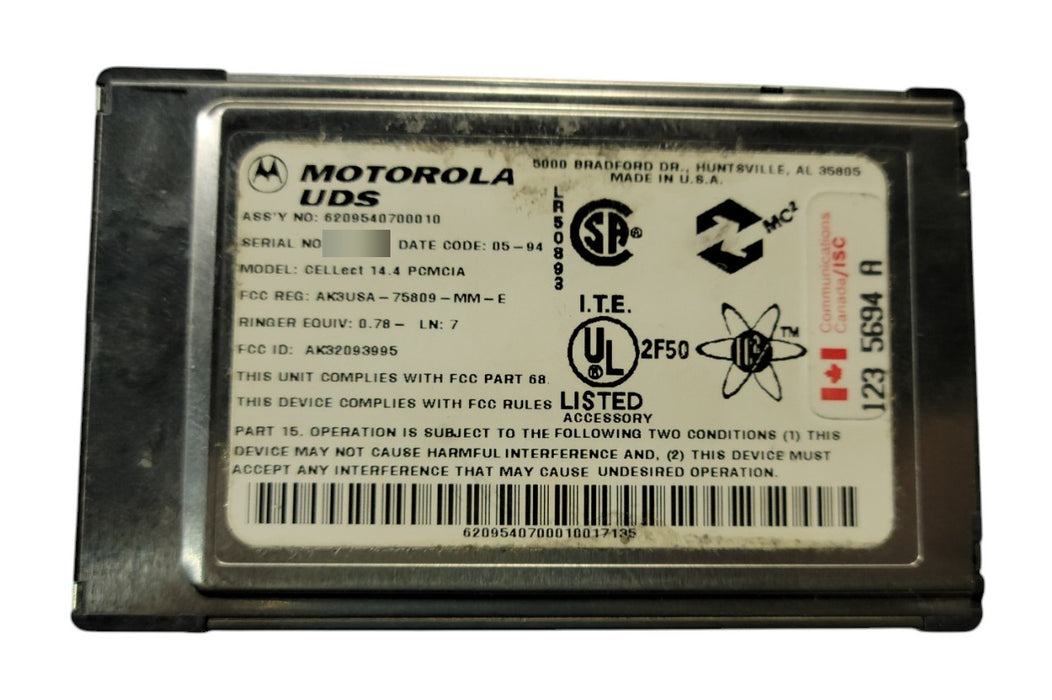 Motorola UDS CELLect 14.4 PCMCIA Modem Card