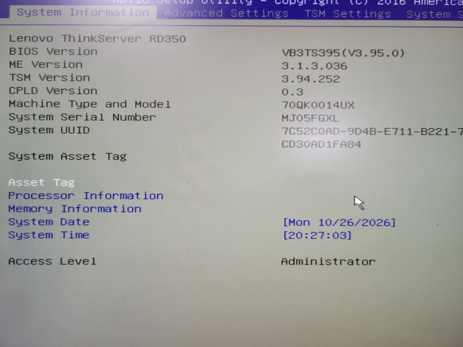 Lenovo ThinkServer RD350 | 2x Xeon E5-2620 v4 | 32GB DDR4 | Avago MegaRAID