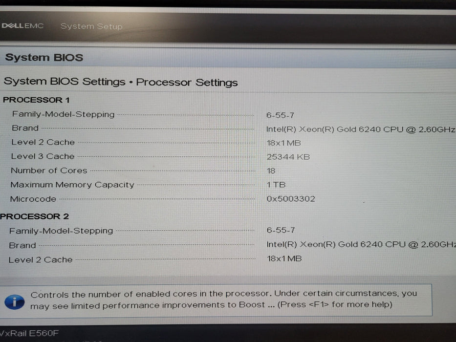 Dell VxRail E560F 1U Server 2x Xeon Gold 6240 32GB HBA330 Mini 2x 1100W