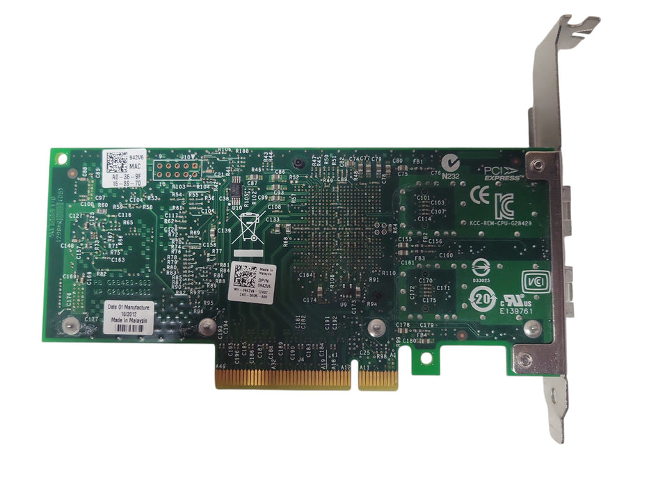 Dell 0942V6 Intel X520-DA2 Dual Port 10GbE SFP+ PCI-e Network Adapter