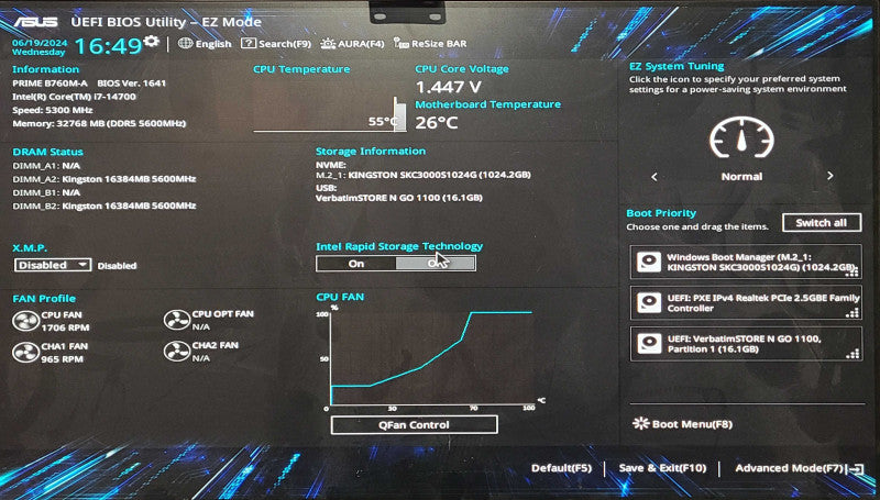 Custom PC/ASUS PRIME B760M-A, i7-14700 5.40GHz Max Turbo 20C, 32GB DDR5, 1TB NVMe