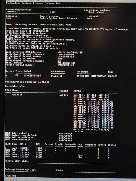 Cisco WS-C3850-48F-S | C3850-NM-4-10G Mod | 2x750W PSU $