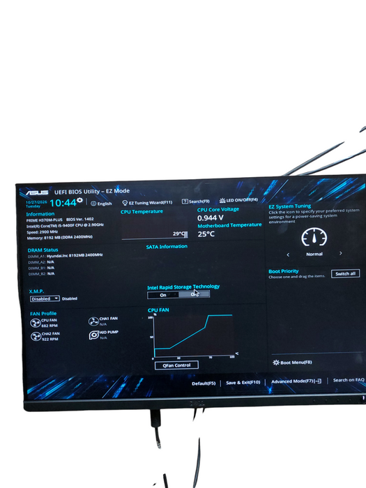 CUSTOM Desktop PRIME H370M-PLUS i5-9400F @2.9 GHz 8GB RAM NO-HDD/SSD