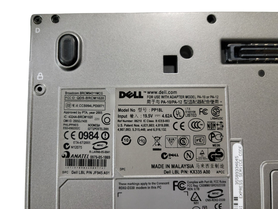 Dell Latitude D630 - Core 2 Duo T7100 2GB DDR2 No HDD + POWER ADAPTER