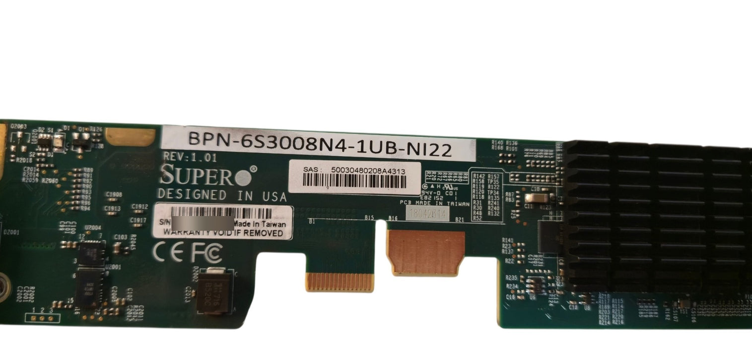 Supermicro BPN-6S3008N4-1UB-NI22 1U Backplane SAS3 NVMe Add-on Module