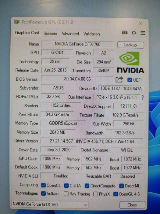 ASUS GeForce GTX 760 DirectCU II OC 2GB GDDR5 Graphics Card GTX760-DC2OC-2GD5