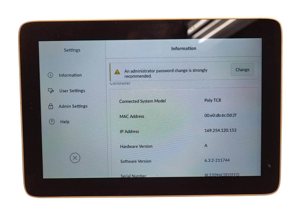 Poly TC8 P020 8" Touch Conference Controller 2201-30760-001
