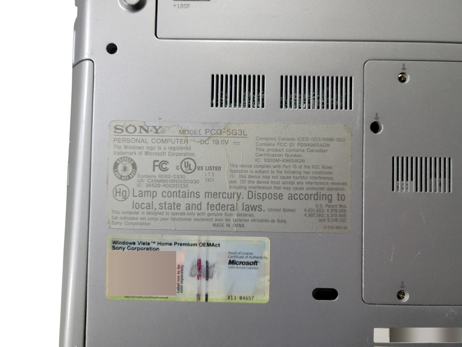 Sony VAIO VGN-CR120E - Core 2 Duo T7100 2GB DDR2 No Storage