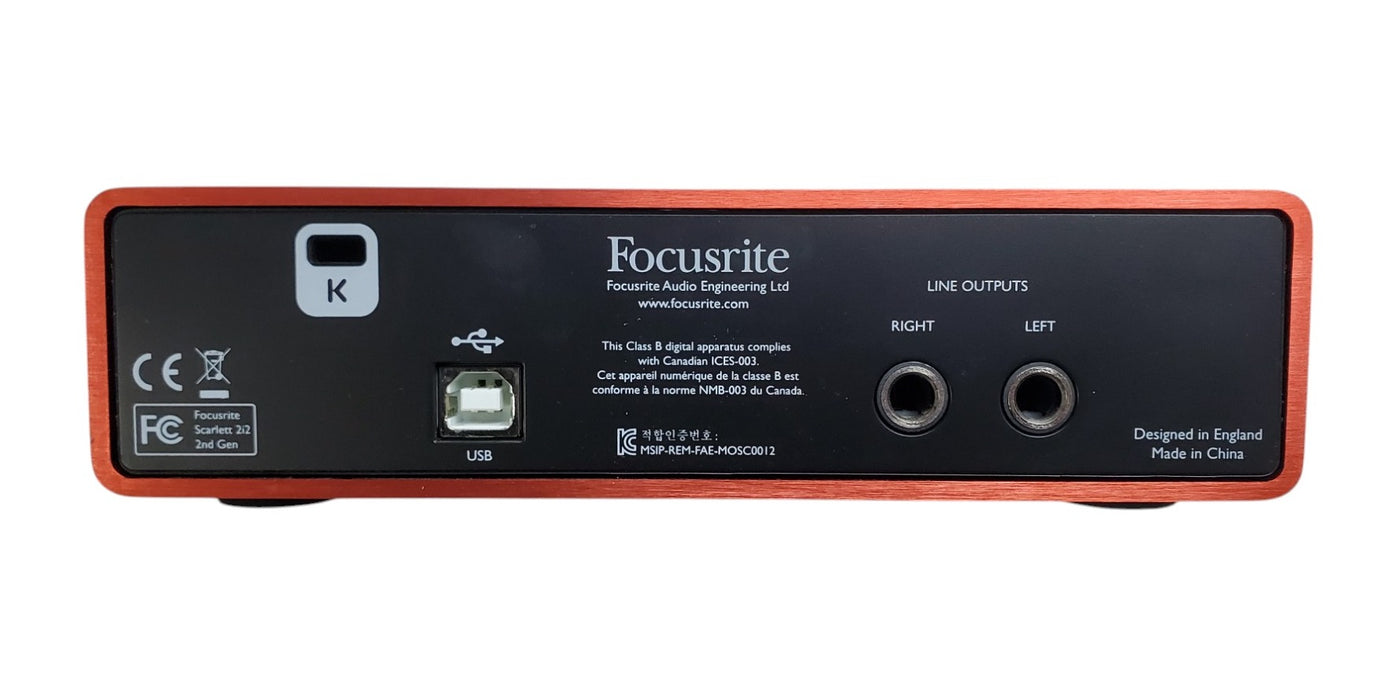 Focusrite Scarlett 2i2 2nd Gen USB Audio Interface with USB Cable