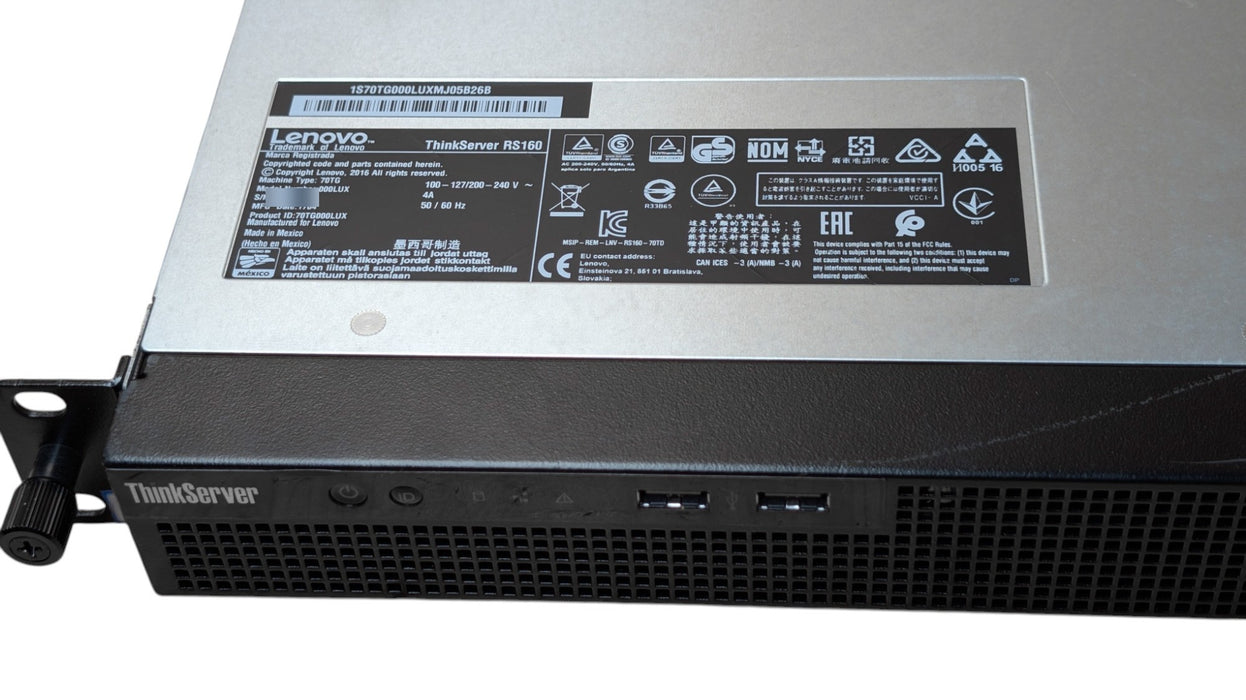 Lenovo ThinkServer RS160 - Xeon E3-1230 v5 32GB DDR4 No Drives 1U Server (READ)