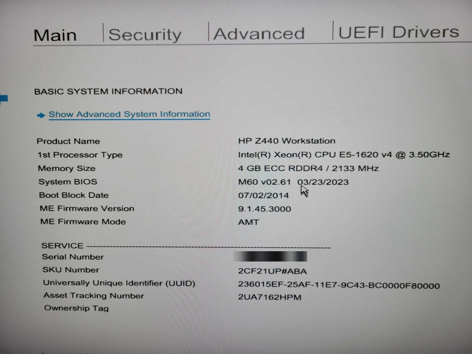 HP Z440 Workstation Xeon E5-1620 V4 4GB DDR4 - No HDD/GPU