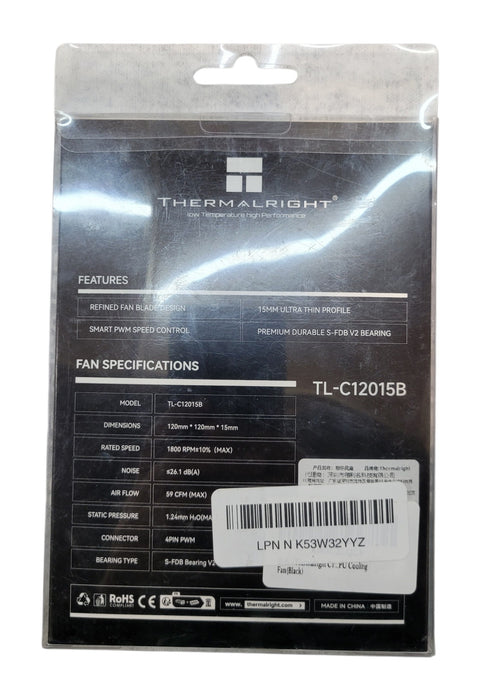 Thermalright TL-C12015B 120mm Ultra Thin PWM Cooling Fan