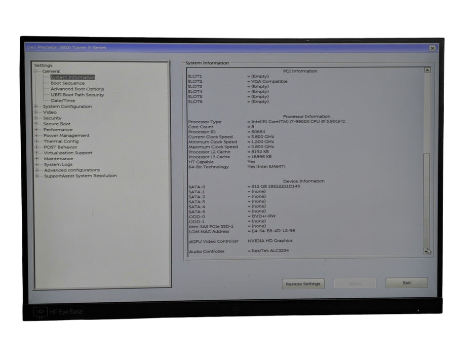 Dell Precision 5820 Intel Core i7-9800X 32GB Quadro P2000 512GB SSD 950W