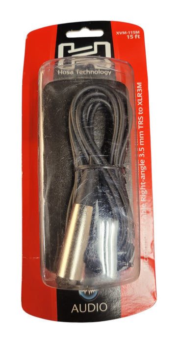 Hosa XVM-115M Right-Angle 3.5mm TRS to XLR3M Microphone Cable 15 ft