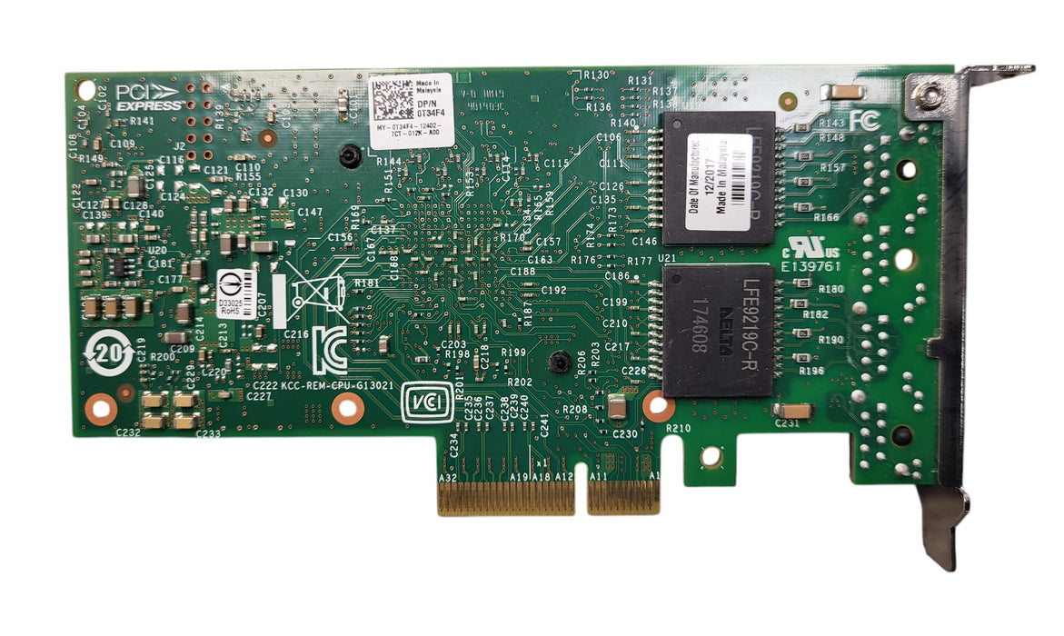 Dell 0T34F4 Intel I350-T4 Quad Port Gigabit Ethernet PCIe Server Adapter