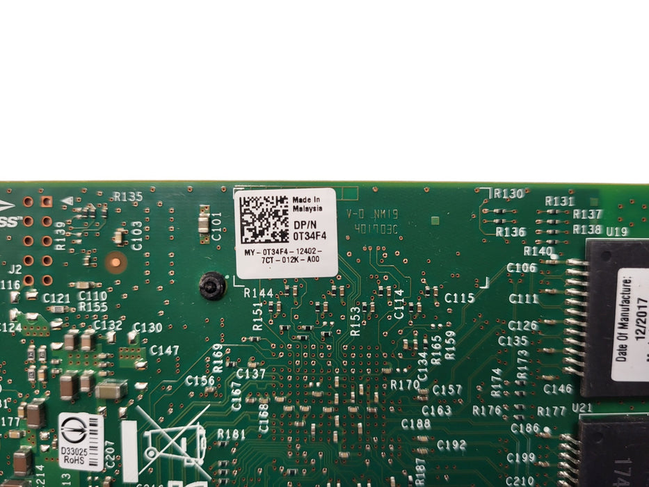 Dell 0T34F4 Intel I350-T4 Quad Port Gigabit Ethernet PCIe Server Adapter