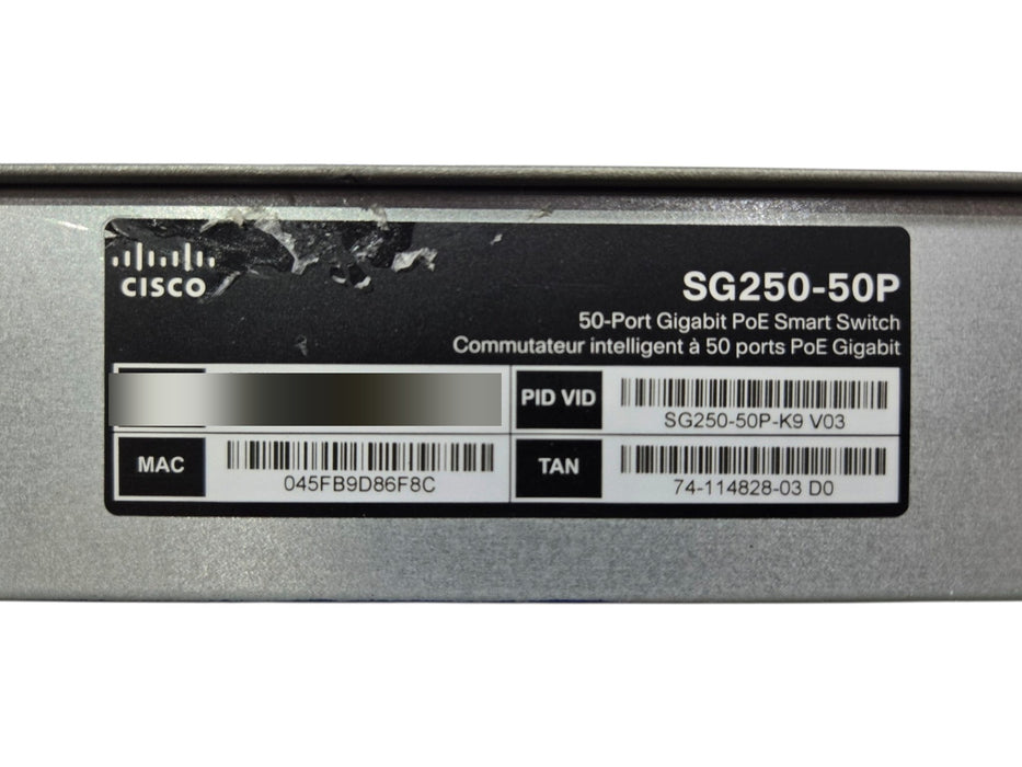 Cisco SG250-50P - 50-Port Gigabit PoE Smart Switch 375W