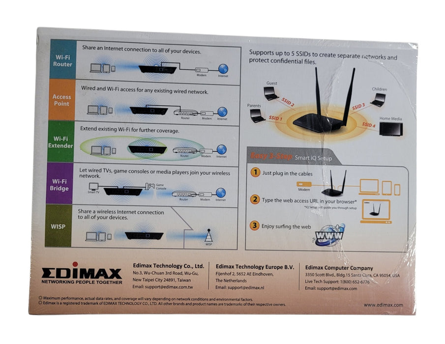 EDIMAX BR-6428nS V4 5-in-1 N300 Wi-Fi Router, Access Point, Range Extender