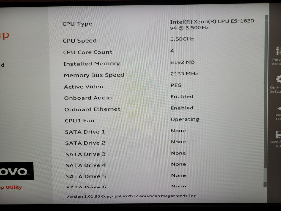 Lenovo ThinkStation P410 | Xeon E5-1620 v4 @3.50GHz 8GB DDR4 N0 HDD