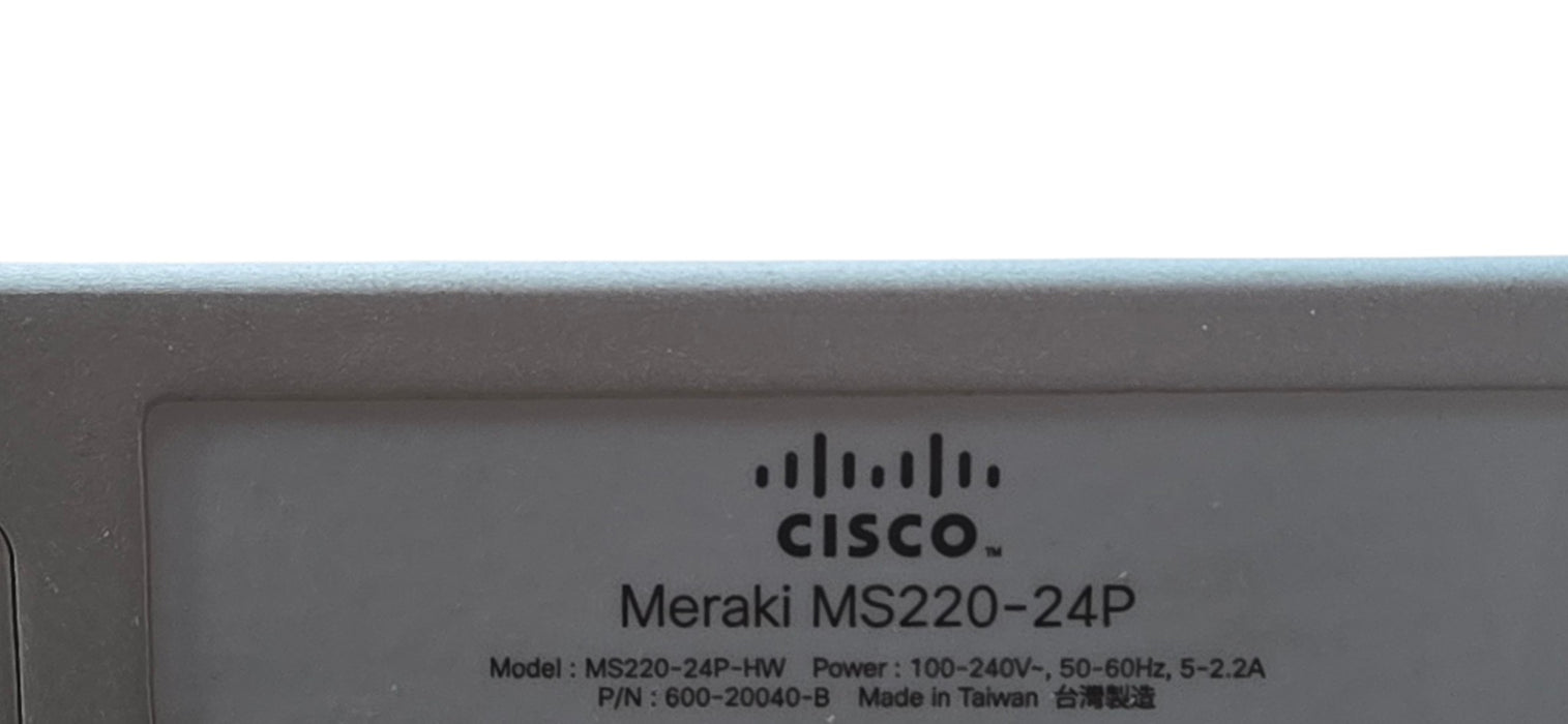 Cisco Meraki MS220-24P-HW - 24-Port PoE Gigabit Switch with 4x SFP