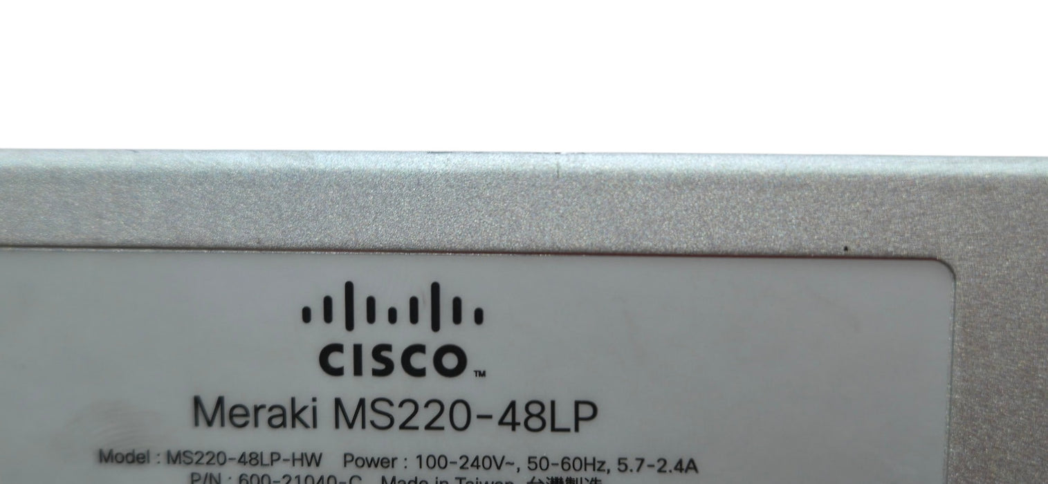 Cisco Meraki MS220-48LP-HW - 48-Port PoE Gigabit Switch 4x SFP | Unclaimed