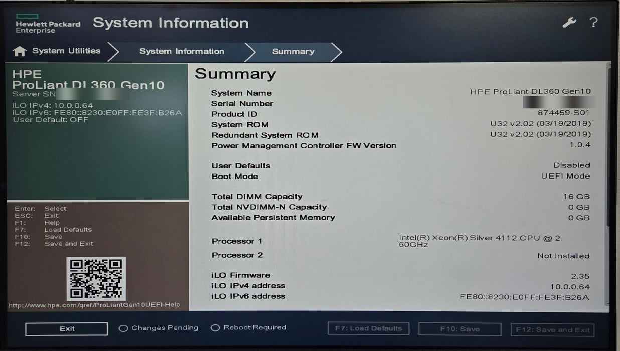 HPE ProLiant DL360 Gen10 - Xeon Silver 4112 16GB P408i-a 2x 500W PSU