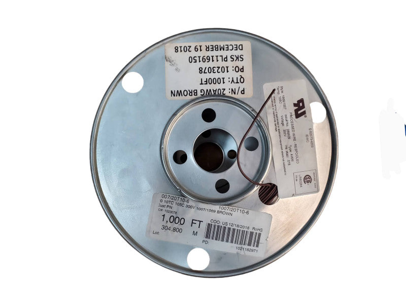 1000FT 20AWG 150C 300V 1007/1569 Brown Electrical Cable Spool @