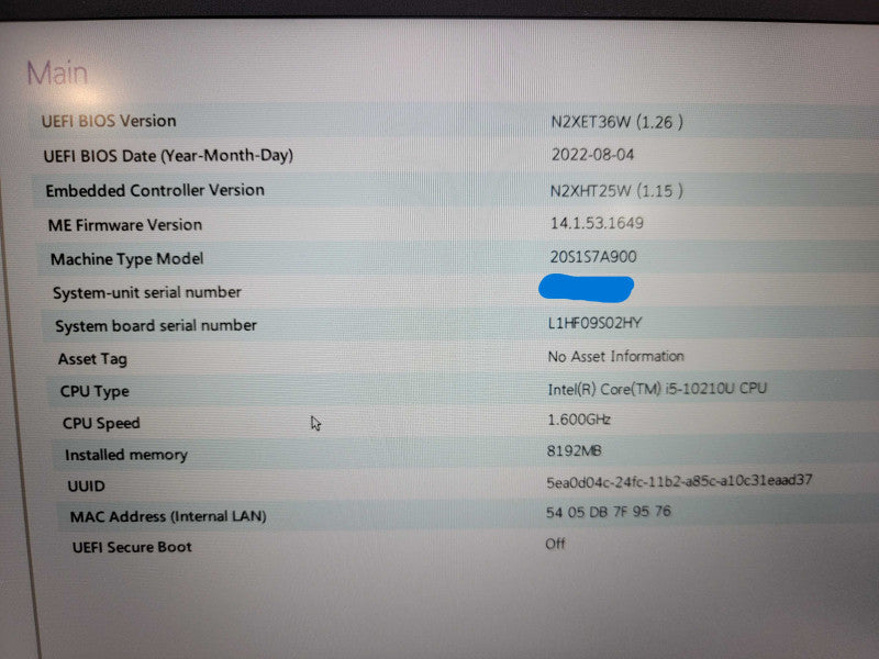 Lenovo ThinkPad T14| i5-10210U| 8GB DDR4| NO SSD FOR PARTS/REPAIR  Î² BudLap