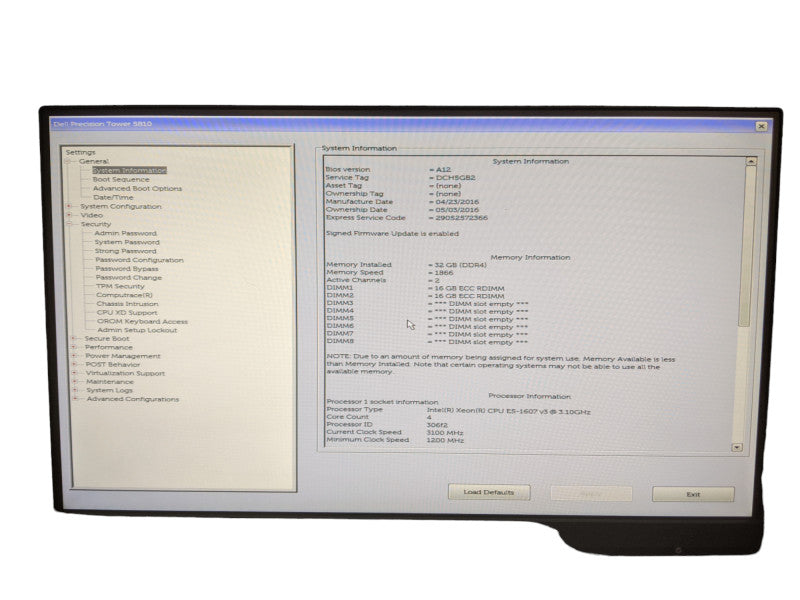 Dell Precision Tower 5810 | Xeon E5-1607v3 | 32GB DDR4 | No HDD | Quadro K620