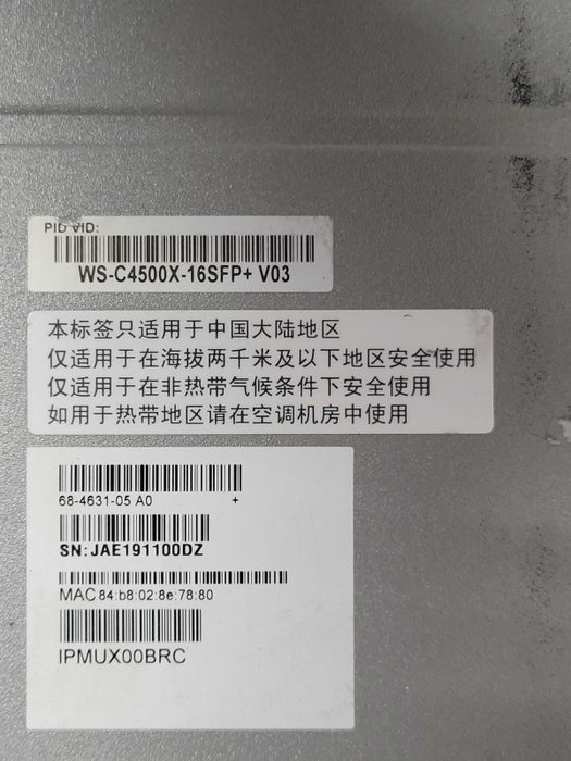 Cisco Catalyst WS-C4500X-16SFP+ 4500X Series Switch 2x Power supplies _
