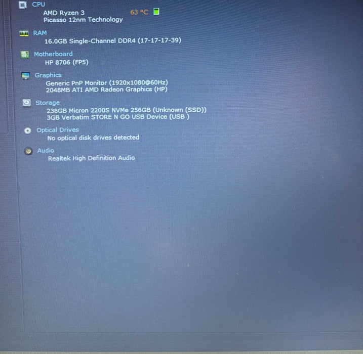 HP Laptop 15ef 1037 Ryzen 3-3250U@2.6 Radeon GPU 16GB RAM 256GB SSD READ!  BudLap