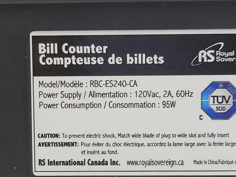Royal Sovereign Commercial Bill Counter RBC-ES240-CA, READ _